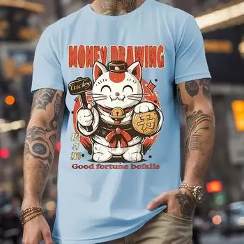 Мужские футболки с животными, свободная футболка большого размера с 3d японским самурайским котом, уличные топы в стиле Харадзюку, повседневная повседневная футболка с короткими рукавами S