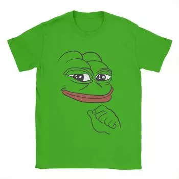 Мужские футболки Smug Pepe The Frog Fashion Хлопковые футболки с коротким рукавом Футболка с круглым вырезом Одежда Подарок на день рождения S чёрный