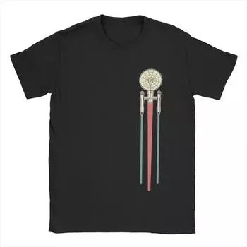 Мужские футболки USS Enterprise Stars Treks Amazing Pure Cotton Tee Shirt Футболки с коротким рукавом Футболки с круглым вырезом Топы больших размеров S чёрный