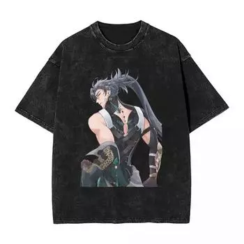 Мужские футболки Wuthering Waves Universe Одежда Летняя Винтажная Футболка с коротким рукавом Круглый вырез Харадзюку Дешево S
