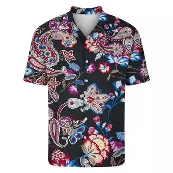 Мужские гавайские рубашки с короткими рукавами и пуговицами с принтом. Мужские повседневные модные рубашки с короткими рукавами. M зелёный