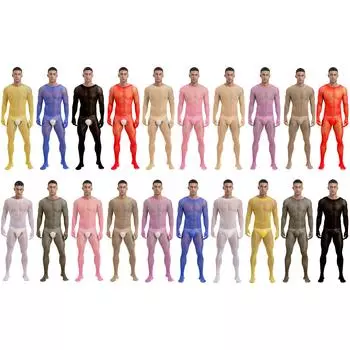 Мужские глянцевые прозрачные чулки для всего тела Колготки Колготки Комбинезон Трико Ночное белье Корректирующее белье Нижнее белье One Size