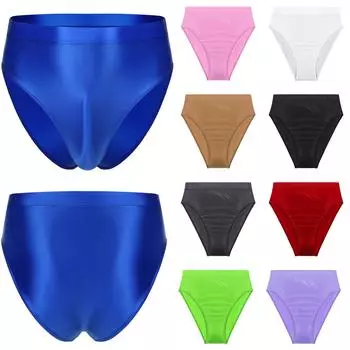 Мужские глянцевые трусы, однотонные трусы с эластичным поясом, нижнее белье, купальник, нижняя часть купальника L белый