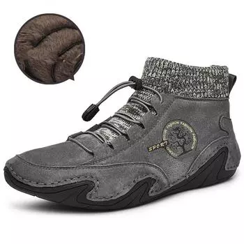 Мужские хип-топы большого размера, мужские кожаные удобные мягкие носки, ботильоны ручной работы 38 чёрный