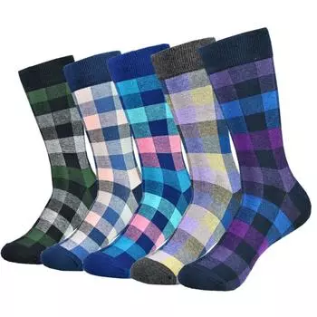Мужские хлопковые черные узорчатые носки Happy Colorful Funny Stylish Casual Business Dress Socks US7.5-12 EUR 40-46