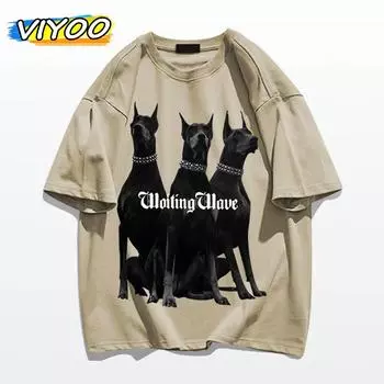 Мужские хлопковые футболки Y2K больших размеров, верхняя блузка, женские футболки с короткими рукавами K Pop, готическая панк-одежда, корейский летний стиль S белый