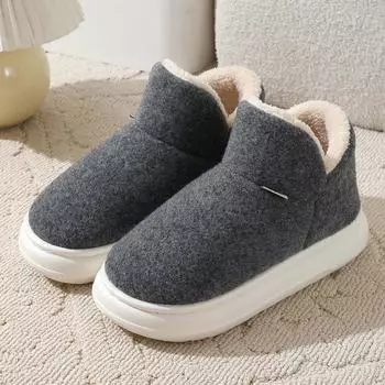 Мужские хлопковые кроссовки с высоким верхом для дома зимой. Толстую подошву можно носить на улице. Шерстяные тканевые сумки и подошвы из ЭВА — это короткие ботинки 36-37