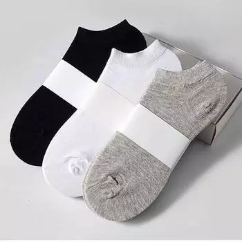 1/5 пары мужских хлопковых носков, невидимые простые школьные носки, унисекс, чистые носки до щиколотки EUR 35-39