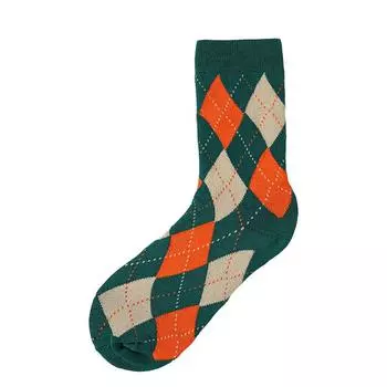 Мужские хлопковые носки высокого качества в клетку с ромбовидным узором Harajuku Combed Medium Tube Красочные полосатые унисекс длинные зимние носки EU 38-43