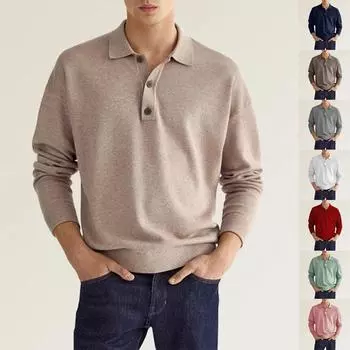 Мужские хлопковые рубашки с длинными рукавами, повседневная мужская рубашка-поло M белый