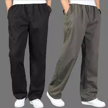 Мужские хлопковые тактические брюки-карго, армейские военные брюки, длинные свободные повседневные уличные брюки M чёрный