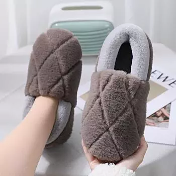 Мужские хлопковые тапочки зимние домашние теплые хлопковые туфли сумки каблуки 36 серый