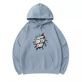 Мужские хлопковые толстовки плотностью 300 г/м в стиле ретро с принтом комиксов С Днем Рождения! Свитшот из хлопка премиум-класса с принтом XS армия зеленый