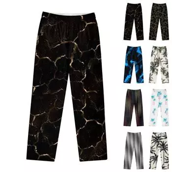 Мужские хлопковые трикотажные брюки, модные спортивные штаны с принтом и карманами M коричневый