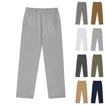 Мужские хлопковые трикотажные брюки, однотонные спортивные штаны с карманами XL коричневый