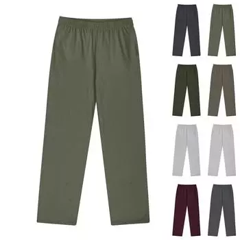 Мужские хлопковые трикотажные брюки, однотонные спортивные штаны с карманами L коричневый