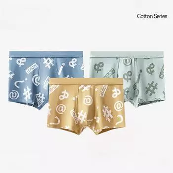 Мужские хлопковые трусы-боксеры со средней талией и принтом, дышащие и удобные, трусы-боксеры для мальчиков L