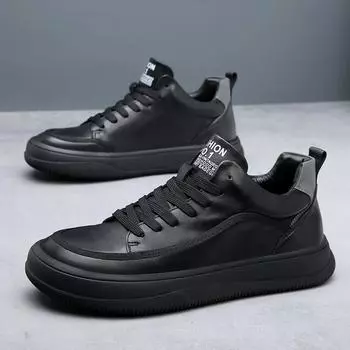 мужские хлопковые туфли на шнуровке из мягкой кожи черного цвета, туфли средней высоты, мужские повседневные туфли, кожаные мужские туфли, мужские плюшевые кроссовки 38