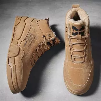 Мужские хлопковые туфли с толстой подошвой, дышащие, удобные, износостойкие, сохраняющие тепло, бархатные, защищающие от холода, балетки Sh 39 бежевый