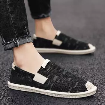 Мужские холщовые туфли с граффити, конопляная стелька, эспадрильи из ткани унисекс, мужские джинсовые мокасины, без застежек, кеды Cartoon Fisherman Easy Wear 8