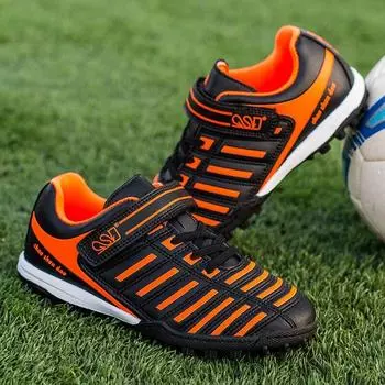 Мужские и детские футбольные бутсы для игры в помещении, профессиональные уличные бутсы для травы, футбольные бутсы, нескользящие футбольные кроссовки для мальчиков по мини-футболу 28 синий