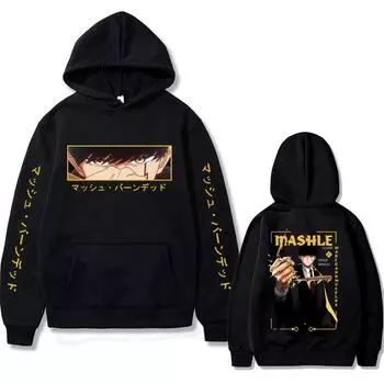 Мужские и женские аниме-толстовки Mashle: Свитшот унисекс с капюшоном Magic And Muscles Mash Burnedead Eyes Graphic Print в стиле Харадзюку XS чёрный