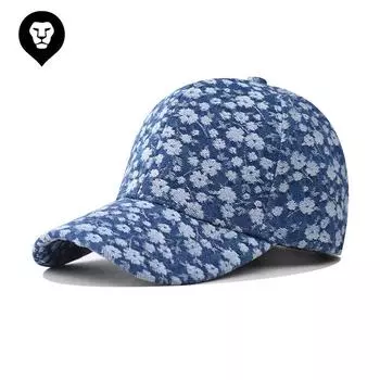 Мужские и женские бейсболки из утолщенного денима с мелким цветком, очень приятные на ощупь, высококачественные, простой утиный язычок Adjustable