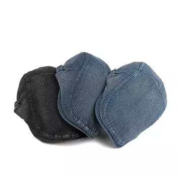 Мужские и женские береты в стиле ретро, джинсовые береты Boina, унисекс, шляпа газетчика, дизайнерские кепки в британском стиле, регулируемые береты, плоская кепка 55-60cm (Adjustable) чёрный