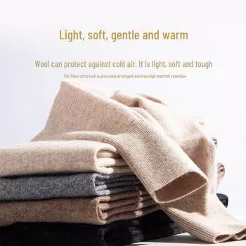 Мужские и женские бесшовные кашемировые и шерстяные трикотажные теплые брюки с высокой талией для осени и зимы M светло-серый