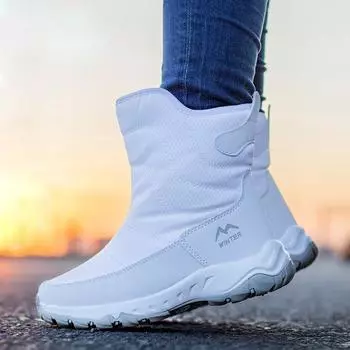 Мужские и женские ботинки, супер теплые зимние ботинки, повседневная водонепроницаемая зимняя обувь для пар, мужская обувь больших размеров для работы, зимняя обувь 36 белый