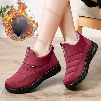 Мужские и женские ботинки, теплые зимние ботинки, водонепроницаемые, теплые, хлопковые, плюшевые, удобные, нескользящие, кроссовки для улицы и дома, ботильоны, Zapatos 35 чёрный