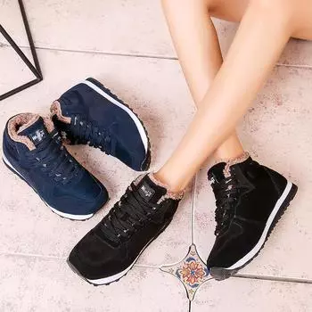 Мужские и женские ботинки, зимняя обувь на теплом меху, зимние ботинки унисекс, зимняя обувь для пар, кроссовки 35 чёрный