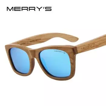 Мужские и женские деревянные солнцезащитные очки MERRY S DESIGN, поляризационные солнцезащитные очки в стиле ретро, защита UV400 чёрный
