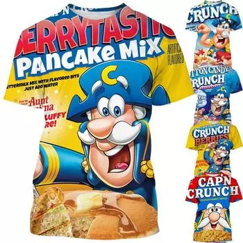 Мужские и женские детские футболки с круглым вырезом и короткими рукавами с забавным принтом еды и 3D принтом 14-15 Years красный