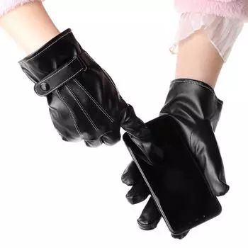 Мужские и женские длинные кожаные перчатки для сенсорного экрана, зимние теплые перчатки для езды на лыжах на открытом воздухе, для вождения мотоцикла, спортивные перчатки с полным пальцем армия зеленый