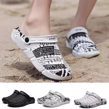 Мужские и женские дышащие нескользящие сандалии на плоской подошве, шлепанцы, повседневная пляжная обувь, тапочки 46 чёрный