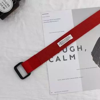 Мужские и женские джинсы Ширина Простой Подростковый Холщовый ремень с пряжкой на двух кольцах Двух размеров 110cm красный