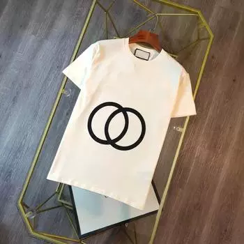 Мужские и женские футболки мужские хлопковые модные дизайнерские топы свободного покроя с буквенным принтом летние белые черные футболки S бежевый