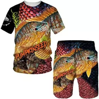 Мужские и женские футболки/шорты/костюмы с 3D принтом Harajuku, модная камуфляжная футболка, комплект хип-хоп, уличная спортивная одежда, летняя красивая рыбалка, искусство XL