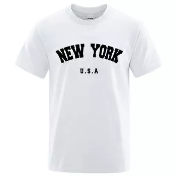 Мужские и женские футболки, США, Нью-Йорк, футболки, летние хлопковые топы, мужская футболка с коротким рукавом, мужская уличная футболка с круглым вырезом и надписью L