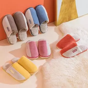 Мужские и женские хлопковые тапочки, домашние осенне-зимние теплые домашние тапочки для пар 36-37 розовый