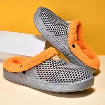 Мужские и женские хлопковые тапочки Hole Shoes Home Plush Slippers 39 чёрный