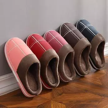 Мужские и женские хлопковые тапочки нового стиля, осенние и зимние теплые тапочки, домашняя сумка и тапочки, хлопковая парная обувь 36-37 коричневый