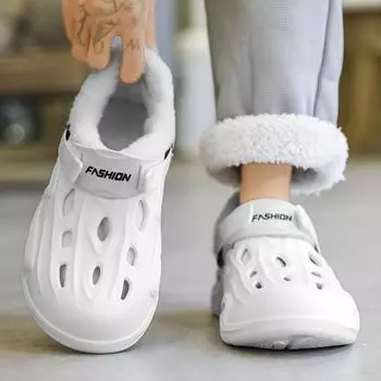 Мужские и женские хлопковые тапочки, зимние плюшевые меховые сабо, теплые пушистые тапочки для пар, домашняя хлопковая обувь, съемная внутренняя часть из хлопка 36-37 чёрный