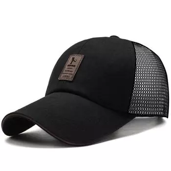 Мужские и женские кепки для активного отдыха на открытом воздухе, корейская версия, победившая ставка, сетчатая задняя шляпа от солнца, дышащая холщовая бейсболка-сэндвич Adjustable чёрный