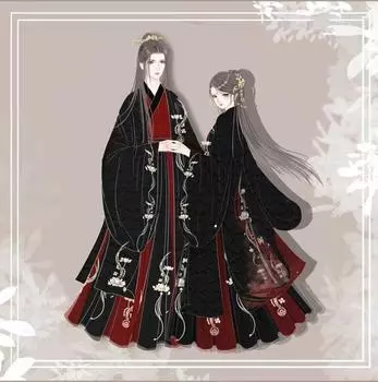 Мужские и женские комплекты древней китайской ханьфу, наряд для косплея для взрослых, костюмы для пар, восточные танцы, целый комплект одежды XS чёрный