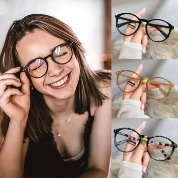 Мужские и женские круглые очки в стиле ретро с защитой от синего света, компьютерные очки для чтения и игр, очки для телевизора с защитой от напряжения глаз чёрный