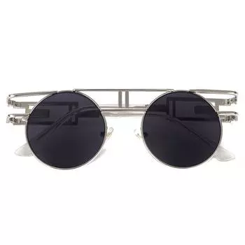 Мужские и женские круглые солнцезащитные очки в стиле стимпанк с красочным отражением, винтажные солнцезащитные очки унисекс, зеркальные металлические солнцезащитные очки UV400