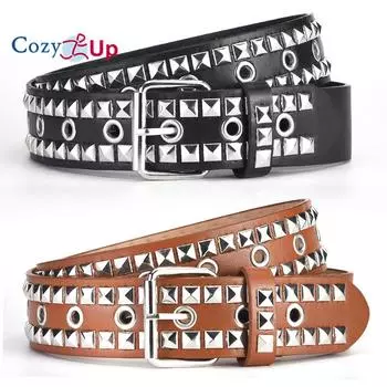 Мужские и женские квадратные бусины Willow Ding Qi Eye PU поясная одежда с декоративным поясом брюки 110*3.8cm чёрный