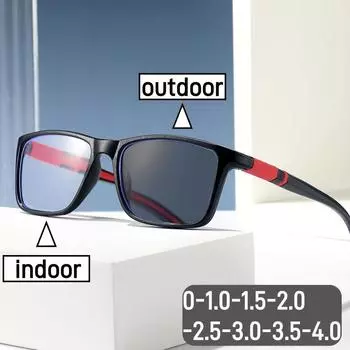Мужские и женские квадратные фотохромные очки для близорукости, модные стильные очки с изменением цвета, женские спортивные очки для близорукости и активного отдыха 0